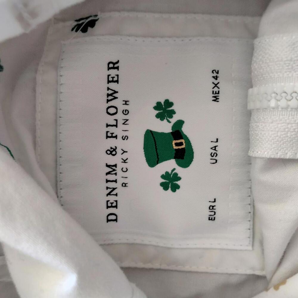 Denim & Flower Ricky Singh Size L Large Jacket Clovers Light Zip Up Hood Lucky - Picture 7 of 7